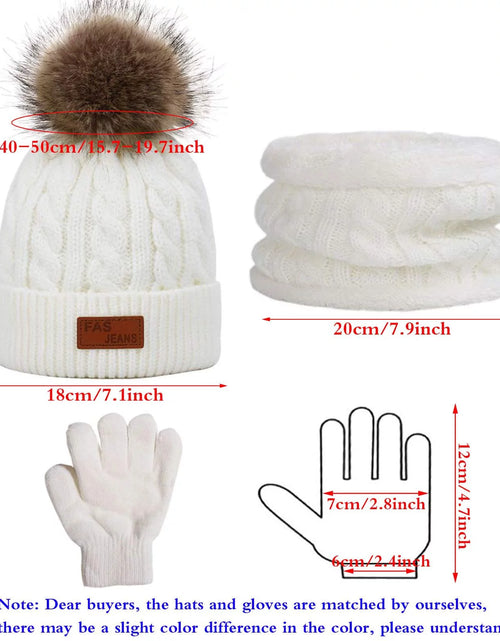 Load image into Gallery viewer, 3Pcs Kids Toddler Winter Beanie Hat Scarf Gloves Set for Boys Girls Age 2-6, Warm Fleece Lining Hat Beanie Sets
