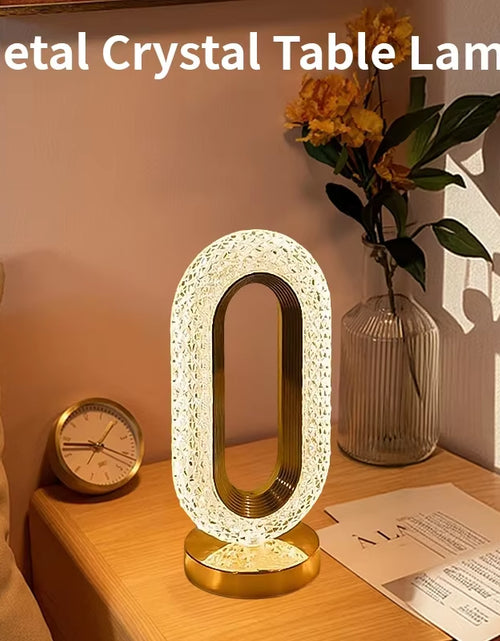 Load image into Gallery viewer, Modern Luxury Oval USB Rechargeable Crystal Table Lamp Living Room Bedroom Bedside Creative Decoration Atmosphere Night Light
