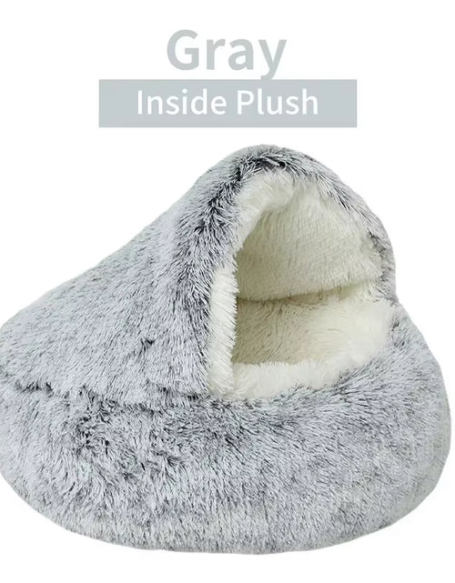 Load image into Gallery viewer, Winter Plush Pet Cat Bed round Cat Cushion Cat House 2 in 1 Warm Cats Basket Pet Sleep Bag Kitten Nest Kennel for Small Dog Cats
