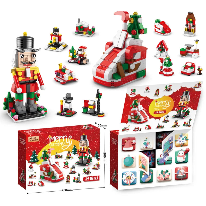 Christmas Building Blocks Set Box Kids Toys 24Years Xmas Advent Calendar Bricks Diy Kit Gift for Children 6 Years Old and Above