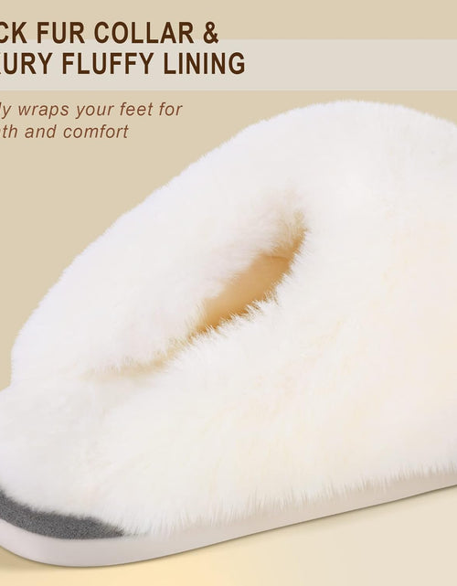 Load image into Gallery viewer, Women&#39;S Slippers Fuzzy Warm Comfy Faux Fur Slip-On Fluffy Bedroom House Shoes Memory Foam Suede Cozy Plush Breathable Anti-Slip Indoor &amp; Outdoor Winter
