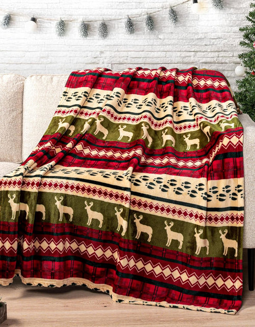 Load image into Gallery viewer, Christmas Throw Blanket | Red Christmas Holiday Fleece Blanket | Soft, Plush, Warm Winter Cabin Throw, 50X60 (Red Christmas)
